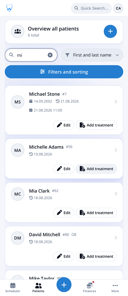 Patients en un coup d'œil